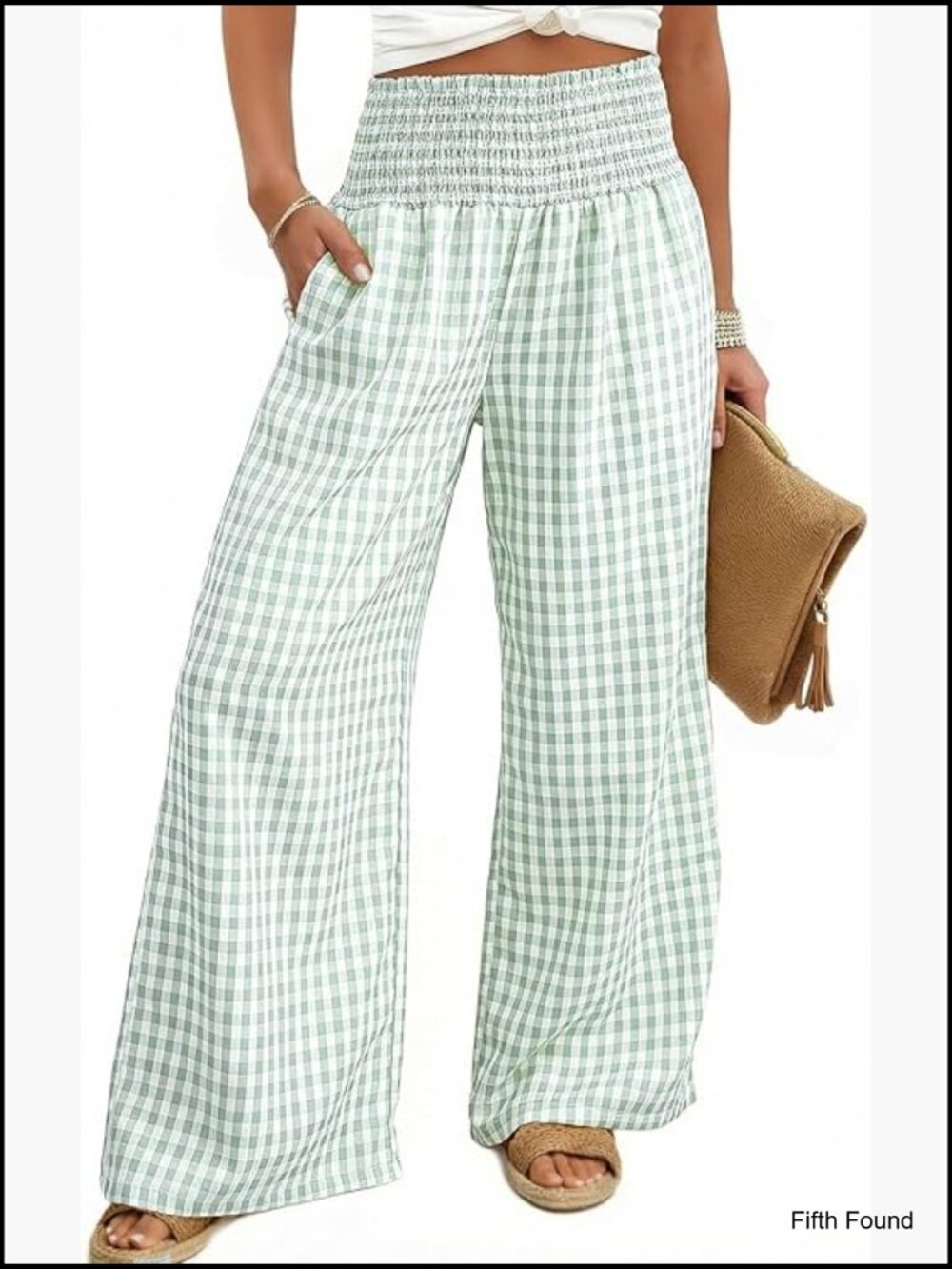 Striped Gingham Pants Casual Cute Comfy Bottoms with Pockets